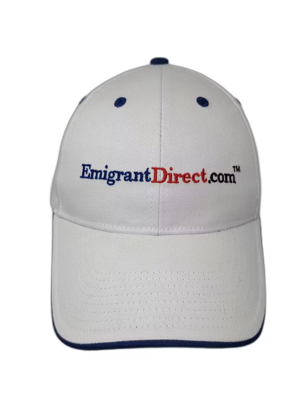 Hit Wear EmigrantDirect.com White Baseball Cap One Size Adjustable Slogan Hat